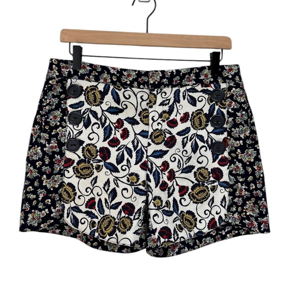 Anthropologie Cartonnier Buttons and Blossoms Floral Print Sailor Shorts- Size 6